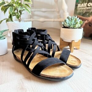 Naot Marita Sandal Women's Black Gladiator Velcro‎ Nubuck Comfort Shoes 9-9.5